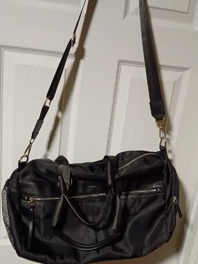 Women's Black Nylon Travel Duffel Bag with Adjustable Strap